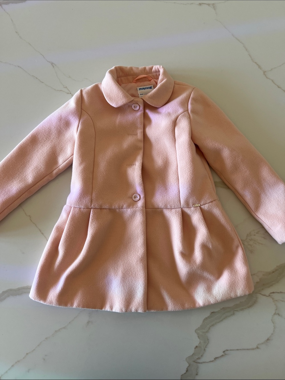 Mayoral Girls' Pale Pink Pea Coat